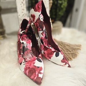 Floral Red Women's Heels